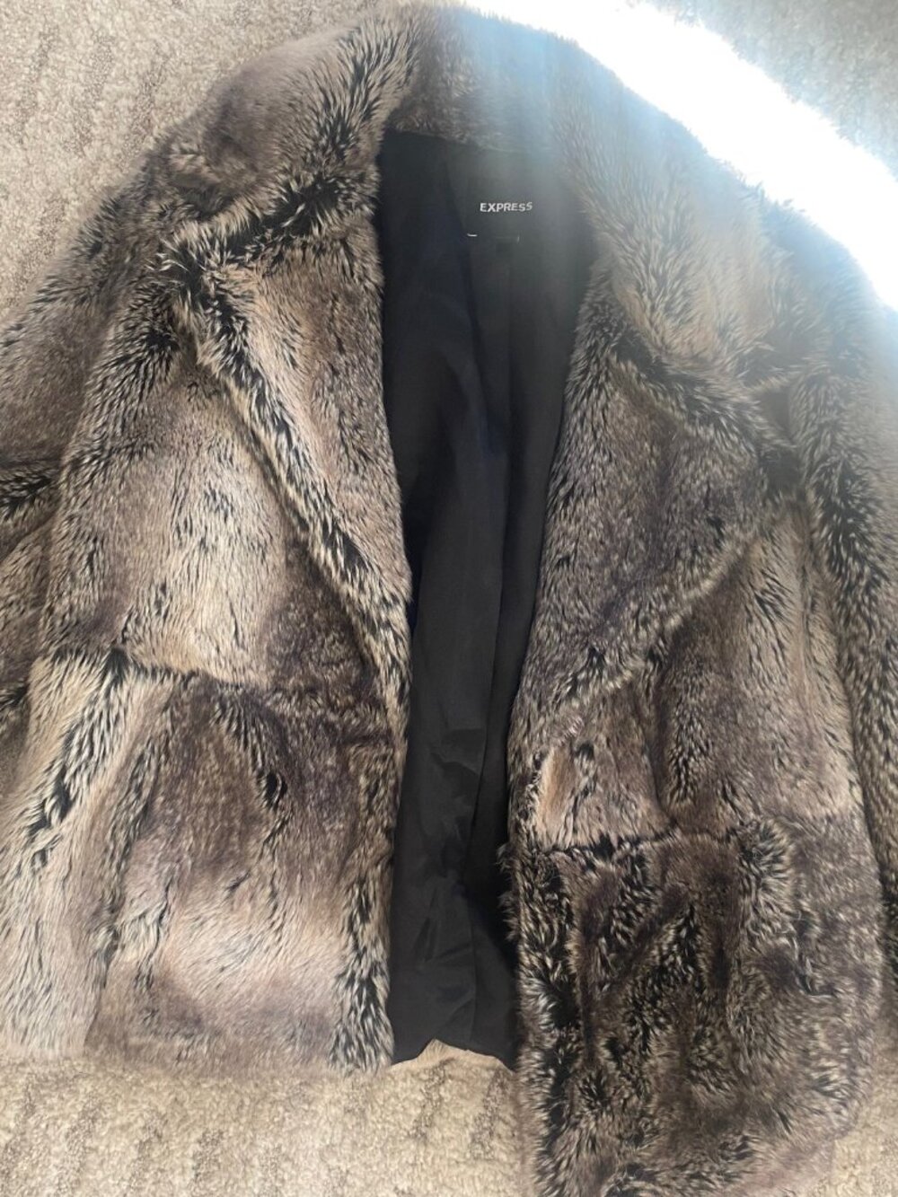 Express Faux Rabbit Fur Coat // gunmetal